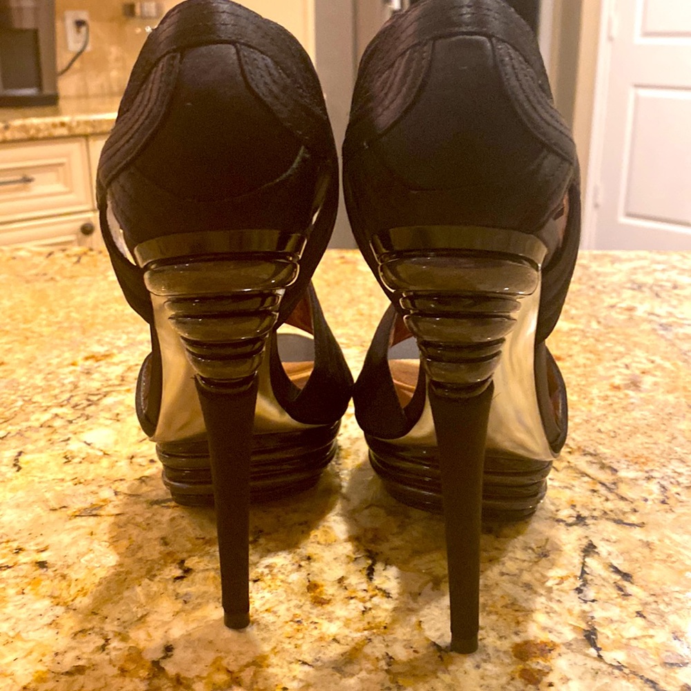 Black Satin Halston heels - Picture 2 of 6